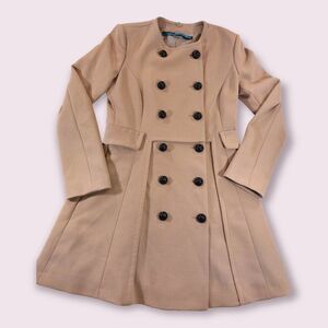 𝅺Imperial Beige Camel Peacoat Flared Pleated
